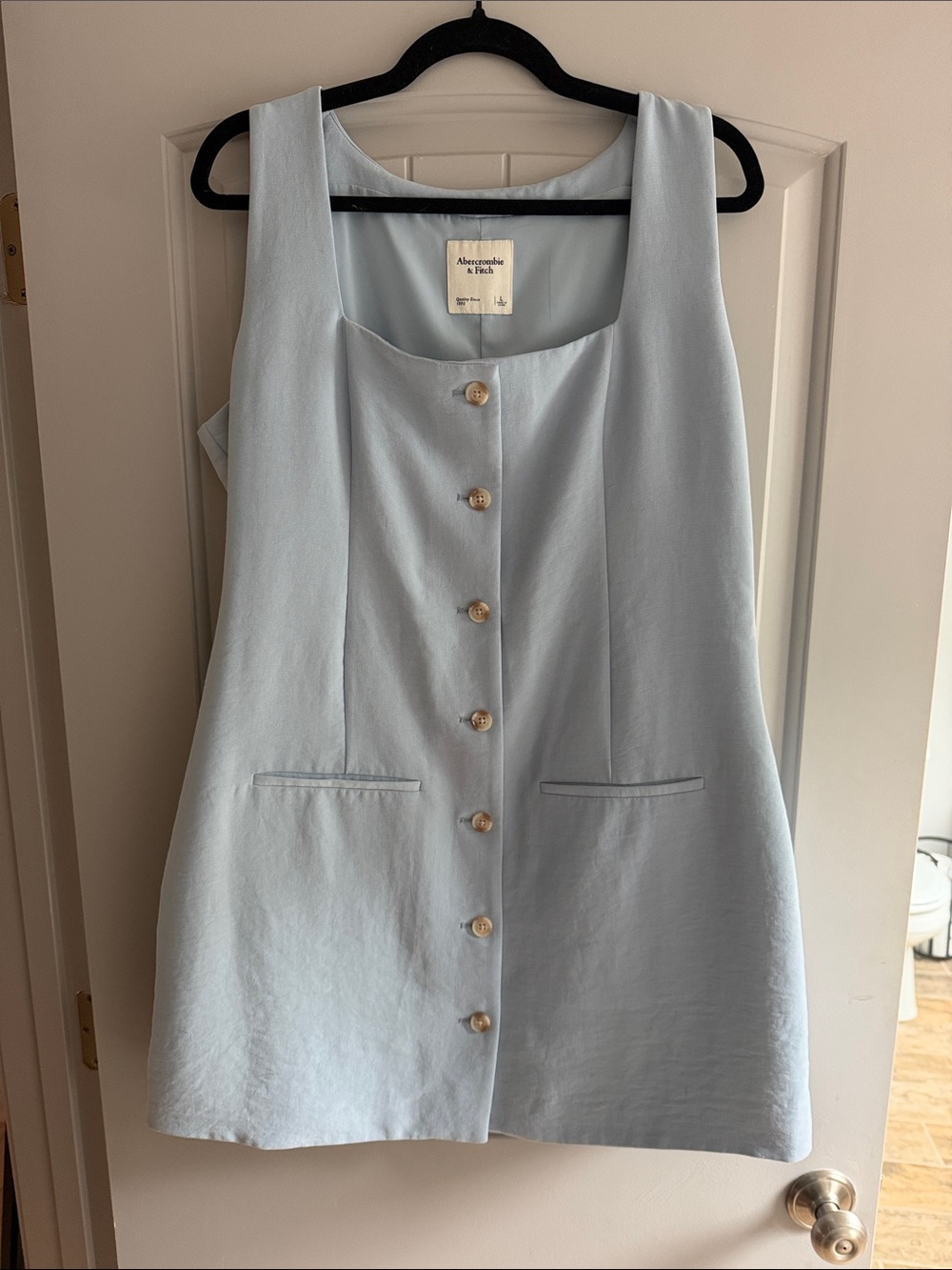 Abercrombie & Fitch Pale Blue Button-Front Mini Dress